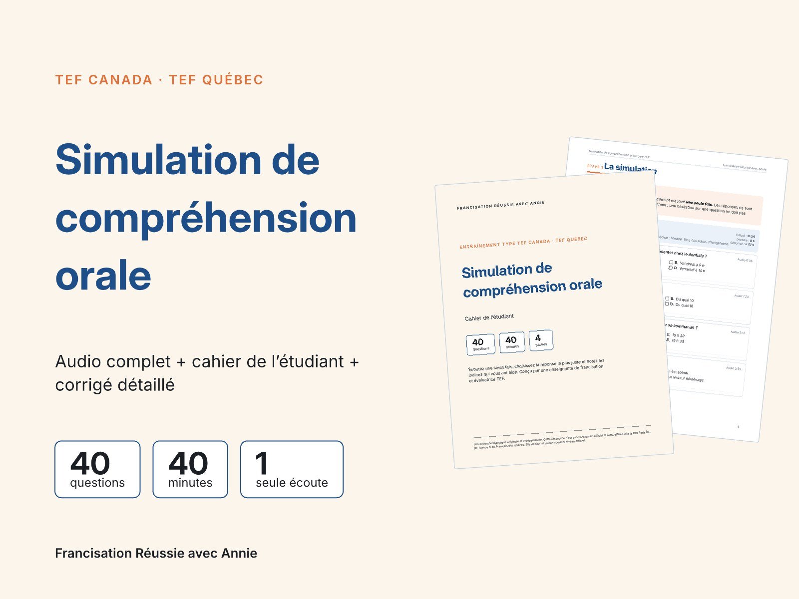 Simulation de compréhension orale TEF Canada et TEF Québec